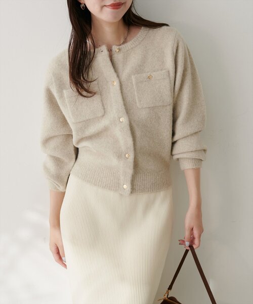 「natural couture」 ニットカーディガン FREE グレー レディース_画像5