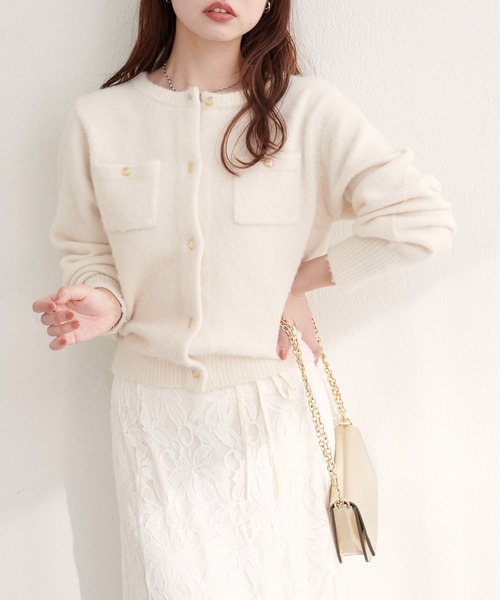 「natural couture」 ニットカーディガン FREE グレー レディース_画像6