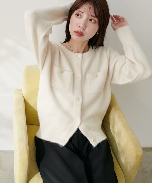 「natural couture」 ニットカーディガン FREE グレー レディース_画像9
