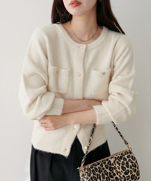 「natural couture」 ニットカーディガン FREE グレー レディース_画像10