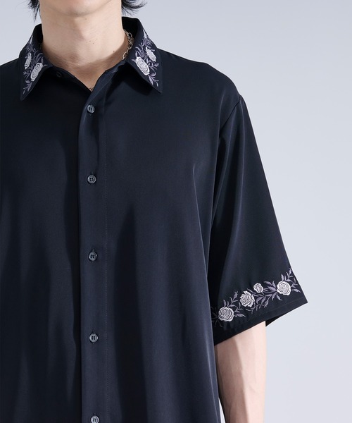「Ellno Loset」 半袖シャツ MEDIUM チャコール メンズ_画像8