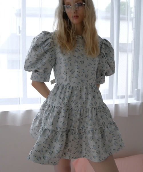 HONEY MI HONEY（ハニーミーハニー） ワンピース 半袖 floral jacquard