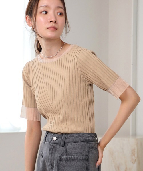 「Bab」 半袖ニット FREE アイボリー レディース_画像2