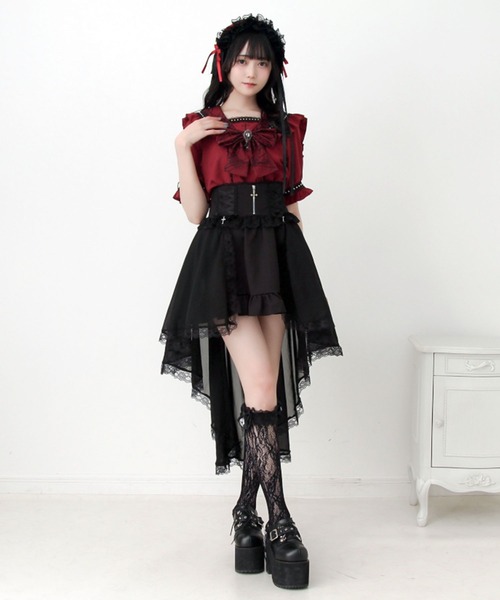 DearMyLove スカート 夏 2wayゴシック風十字架レースアップリボン