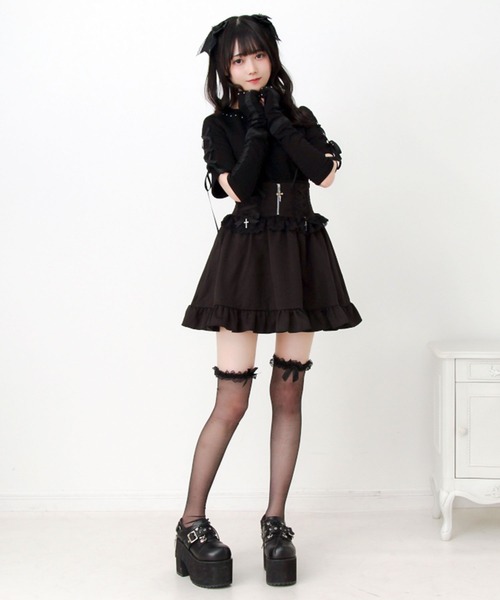 G.V.G.V レースアップスカート DearMyLove スカート 夏 2wayゴシック風十字架レースアップリボン