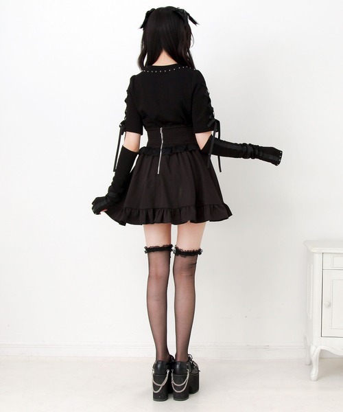 DearMyLove スカート 夏 2wayゴシック風十字架レースアップリボン