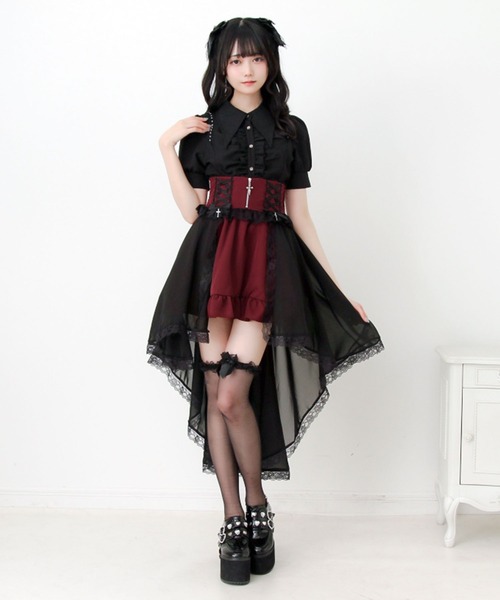 DearMyLove スカート 夏 2wayゴシック風十字架レースアップリボン