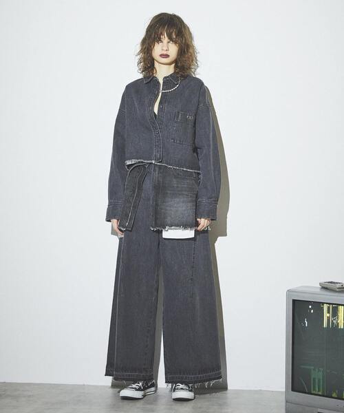「CONVERSE TOKYO」 デニムパンツ MEDIUM グレー レディース_画像5