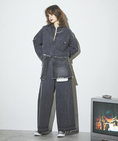 「CONVERSE TOKYO」 デニムパンツ MEDIUM グレー レディース_画像6