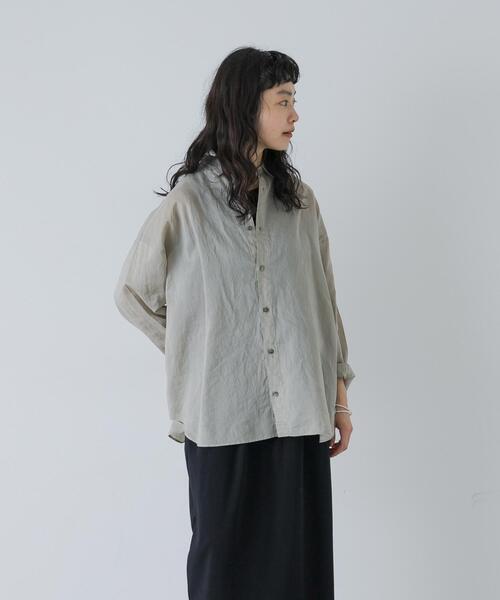 かぐれ ブラウス シャツ コットンリネンガーメントダイシャツ 
