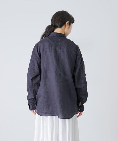 かぐれ ブラウス シャツ コットンリネンガーメントダイシャツ