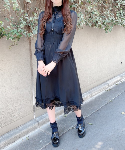 ROJITA（ロジータ） ワンピース レースアップロングシフォンワンピース