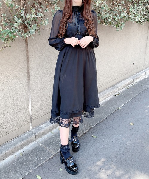 ROJITA（ロジータ） ワンピース レースアップロングシフォンワンピース