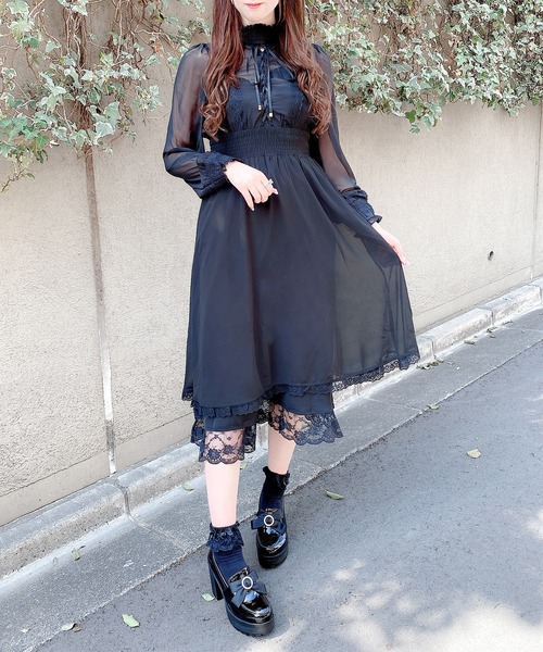 ROJITA（ロジータ） ワンピース レースアップロングシフォンワンピース