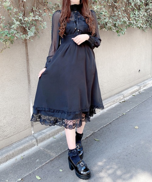 ROJITA（ロジータ） ワンピース レースアップロングシフォンワンピース