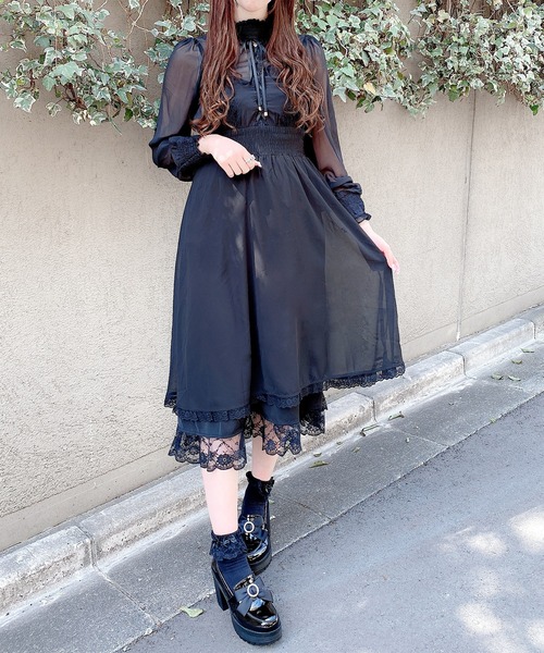 ROJITA（ロジータ） ワンピース レースアップロングシフォンワンピース