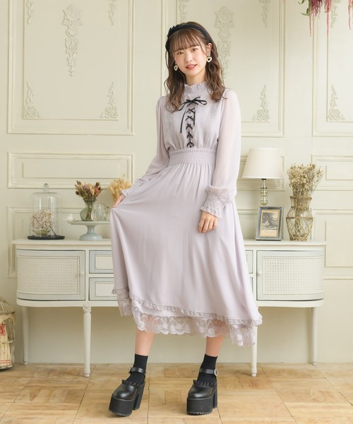 ROJITA（ロジータ） ワンピース レースアップロングシフォンワンピース
