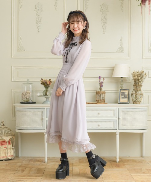 ROJITA（ロジータ） ワンピース レースアップロングシフォンワンピース