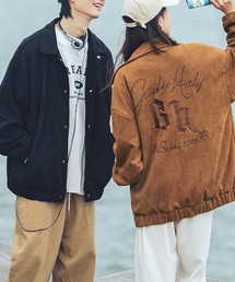 カバーオール 「HOOK」古着風バッグ英字刺繍フェイクスエード生地