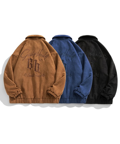 80-90’s バック刺繍スエードレザージャケット 90s イタリア製 UNKNOWN スエード レザージャケット 4ポケット 茶 XL