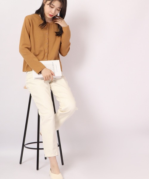 カーディガン AnnaNicola コットンダンボール スナップ カーディガン レディース Anna Nicola カーディガン AnnaNicola コットンダンボール