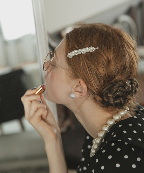 BONLECILL noir ヘアクリップ 「BONLECILL noir」パールフラワーヘア