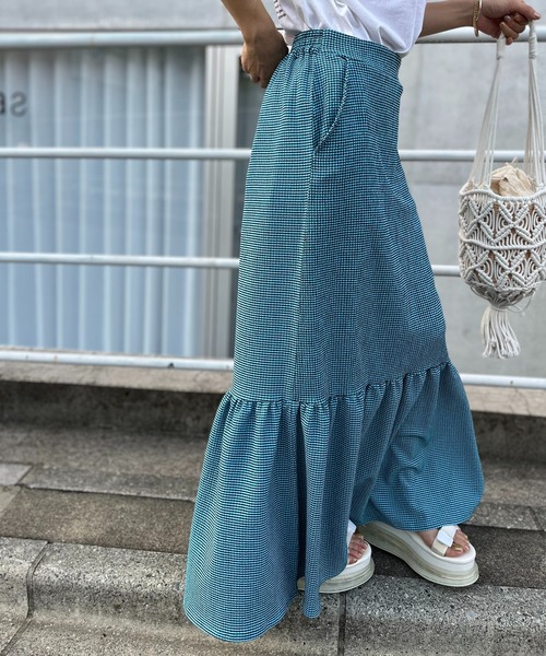 mi via loca スカート チェック柄シャーリングティアードスカート 