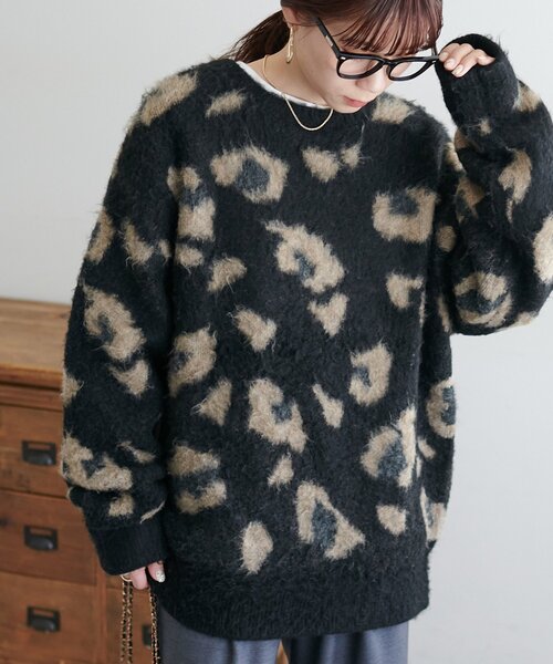 MACHATT 2way ジャガード ニット セーター ドット ブラック ウール MACHATT 2way ジャガード ニット セーター ドット ブラック ウール