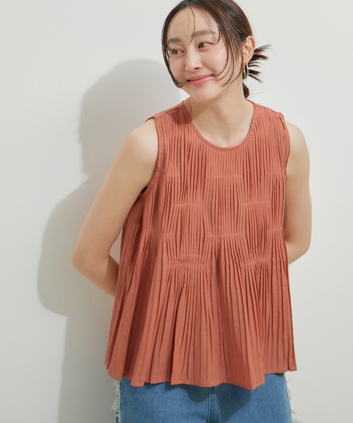 ブラウス シャツ フロントタックノースリーブ レディース フロントタックノースリーブシャツブラウス | フレイ アイディー