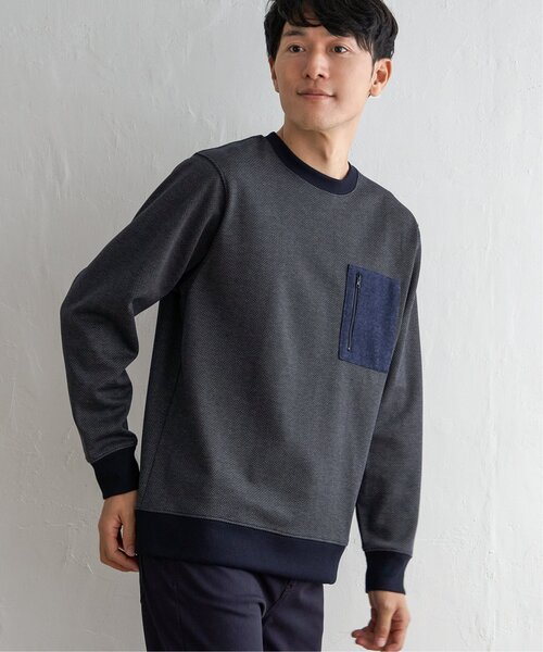 ikka（イッカ） トレーナー スウェット ヘリンボン裏起毛プルオーバー