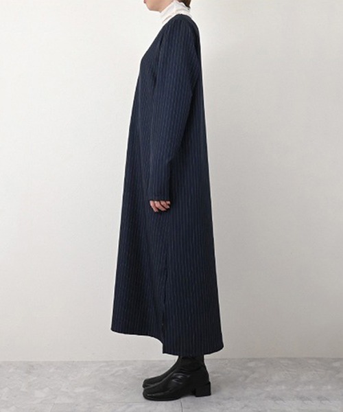 STYLEBLOCK ワンピース ピンストライプVネック開きワンピース