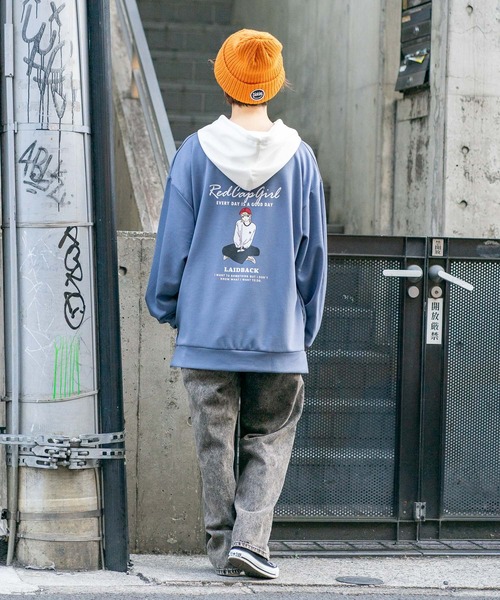赤デニムパーカースウェットキャップバッグにstoneTシャツ RED CAP GIRL パーカー 「a-r」「25SS新柄追加」「Red Cap Girl