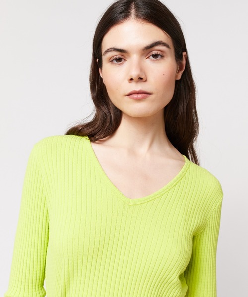 tシャツ Rib V-neck T-shirt レディース