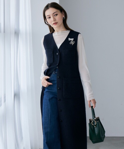 24AW✨ANAYI アナイ インターツイード４ポケットジレ ワンピース ANAYI ワンピース 「セットアップ対応商品」インターツイード4