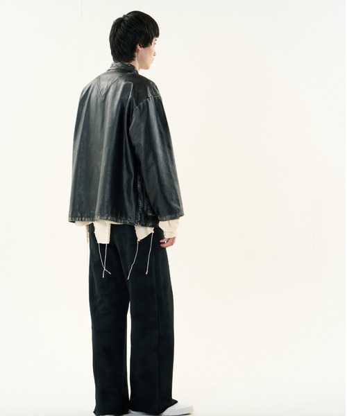コート ジャケット DISCOVERED FADE BLACK LEATHER CHINA BLOUSON メンズ レディースの画像