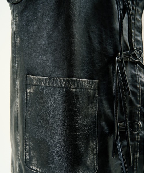 コート ジャケット DISCOVERED FADE BLACK LEATHER CHINA BLOUSON メンズ レディースの画像
