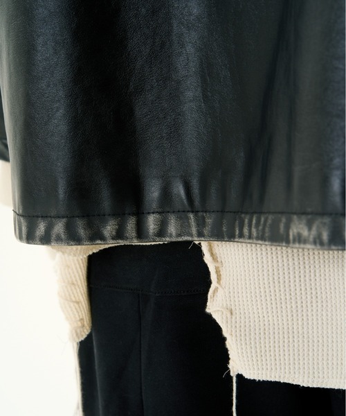 コート ジャケット DISCOVERED FADE BLACK LEATHER CHINA BLOUSON メンズ レディースの画像