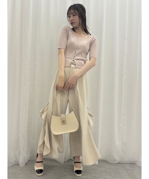dazzlin パンツ フリルスリットワイドパンツ レディース