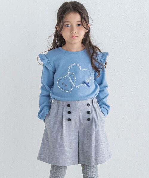 BeBe（ベベ） トレーナー 肩フリルハートロゴトレーナー(90~150cm