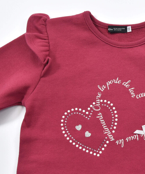 BeBe（ベベ） トレーナー 肩フリルハートロゴトレーナー(90~150cm
