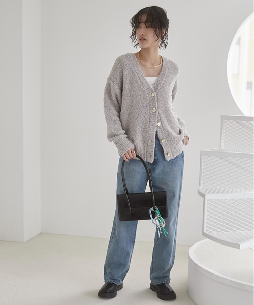 ANGIE カーディガン 金ボタン Vネック ニットカーディガン レディース