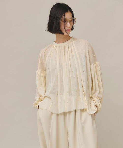 Curensology　コットンチュールブラウス　アイボリー Curensology｜コットンチュールブラウス | Rakuten Fashion(楽天