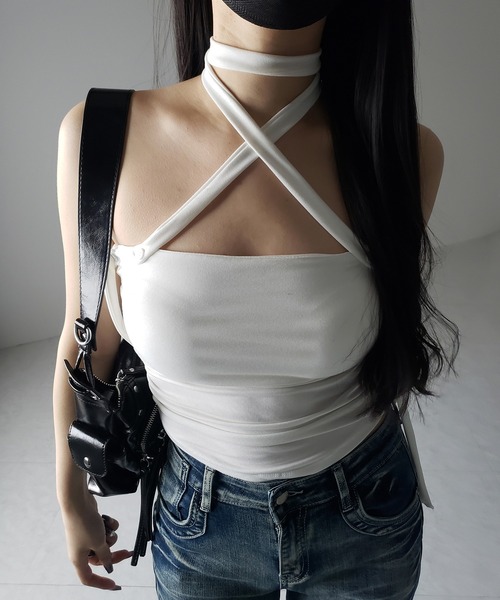 h.NAOTO Blood クロスプリント キャミソール レースチョーカー付 h.NAOTO Blood クロスプリント キャミソール レースチョーカー付 USED