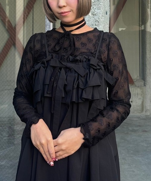 RIBBON SHEER CHOKER トップス レディース