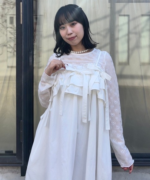 【Candy Stripper】サイドリボン シアーカットソー Candy Stripper RIBBON SHEER CHOKER トップス レディース