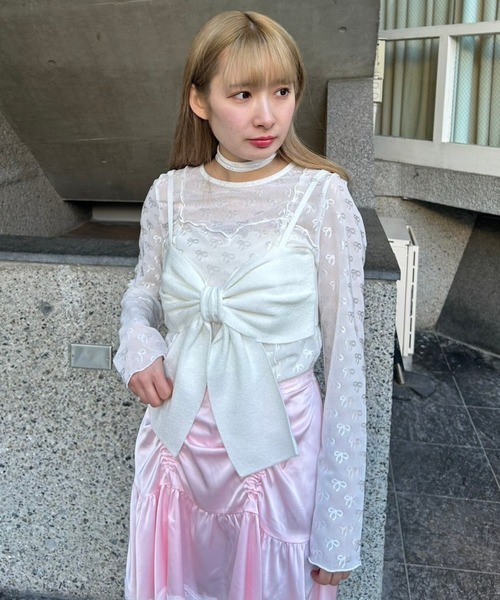 【Candy Stripper】サイドリボン シアーカットソー Candy Stripper RIBBON SHEER CHOKER トップス レディース