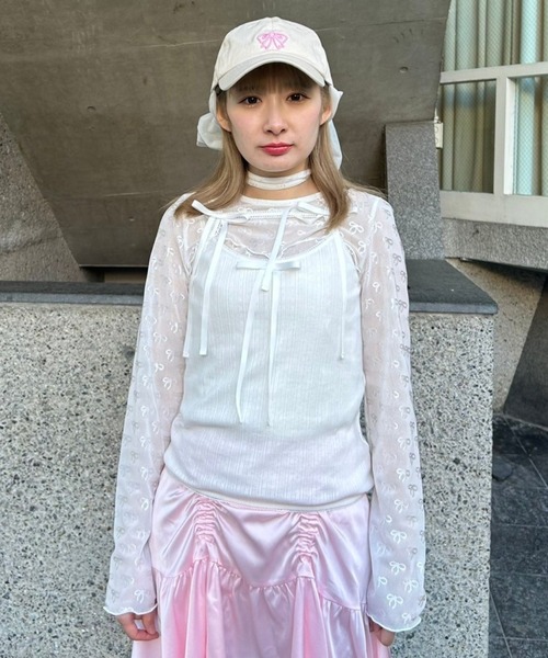 【Candy Stripper】サイドリボン シアーカットソー Candy Stripper RIBBON SHEER CHOKER トップス レディース
