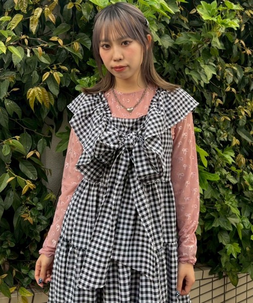 【Candy Stripper】サイドリボン シアーカットソー RIBBON SHEER CHOKER TOPS | Candy Stripper（キャンディ