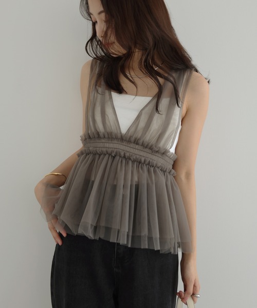 【ELISABETTA FRANCHI】ミディドレス チュール ビスチェ キャミ チュールノットデザインキャミビスチェ - トップス通販 | 人気