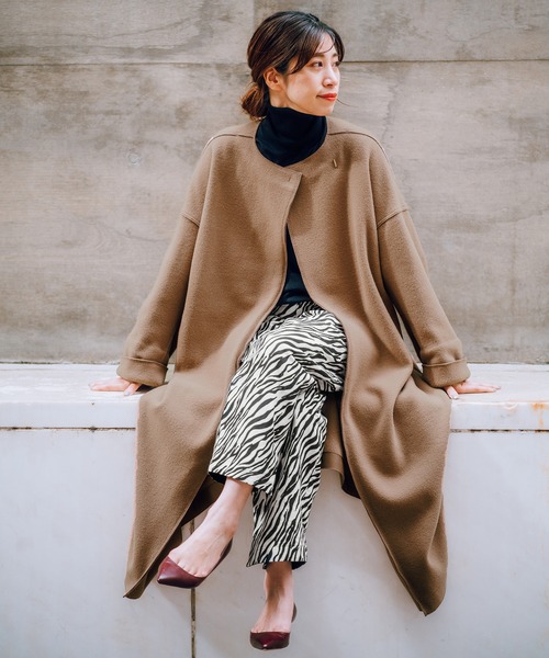 VERMEIL par iena トリプルクロスノーカラーコート 38（美品） VERMEIL par iena（ヴェルメイユパーイエナ） ノーカラーコート コート